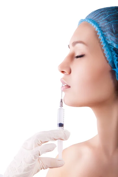 Cosmetische injectie aan de mooie vrouw gezicht — Stockfoto