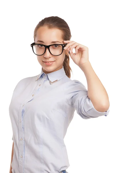 Cute young business woman with glasses Royalty Free Stock Photos
