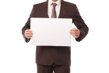 Reklam için boş alan ile işadamı