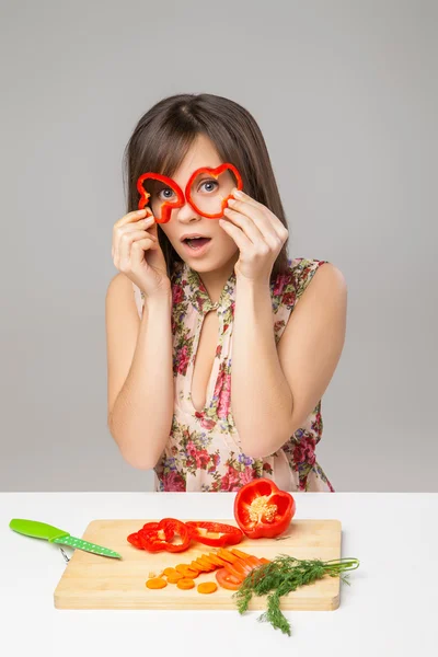 Happy girl with pepper look — Stock Photo, Image