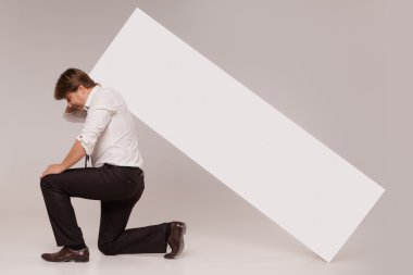 Konuşuyormuş işadamı ile boş kopya alanı bayrak