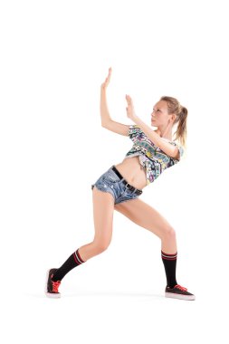 Stüdyo arka plan üzerinde poz güzel ganimet dansçı