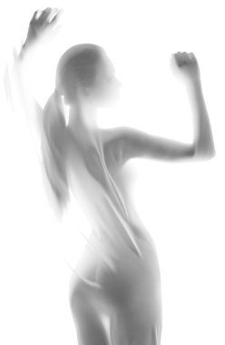 Beyaz arka plan üzerinde genç seksi kadın silüeti.