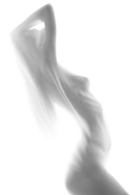 Beyaz arka plan üzerinde genç seksi kadın silüeti.