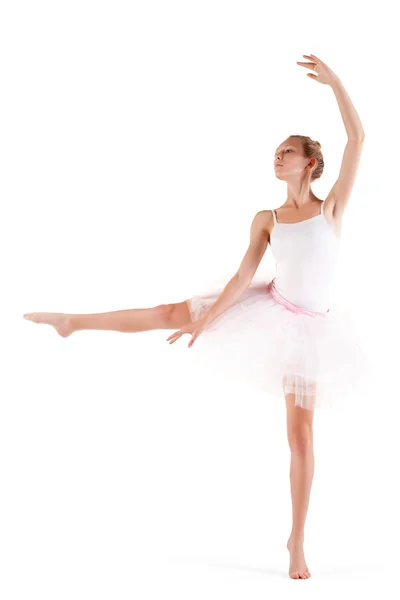 Bailarina en tutú clásico sobre fondo blanco — Foto de Stock