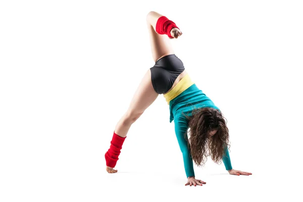 Modern style dancer  posing on grey background — Stock Photo, Image