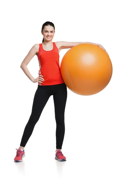 Güzel spor kadın fitness egzersiz Ball — Stok fotoğraf