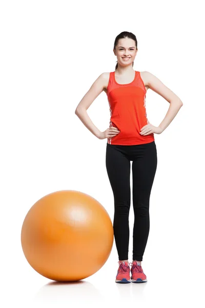 Beautiful sport woman doing  fitness exercise on ball — Stock Photo, Image