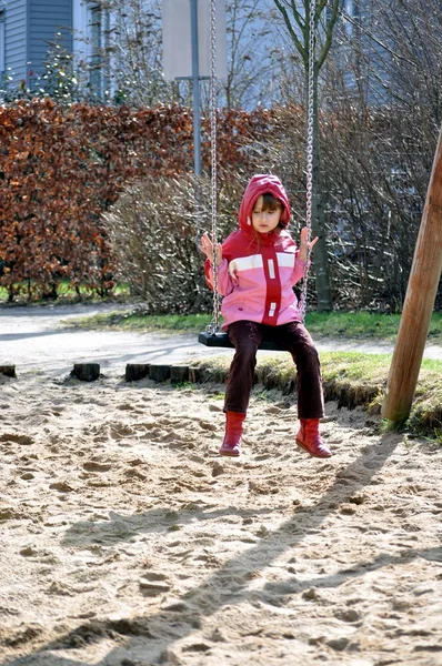 The girl on a swing . — Stock Photo, Image