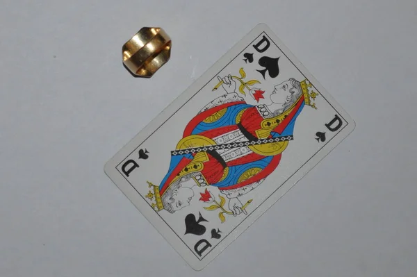 Kártya Egy Aranygyűrűvel — Stock Fotó