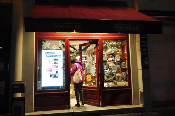 Lyon France December 2020 Shop Nicolas — стоковое фото