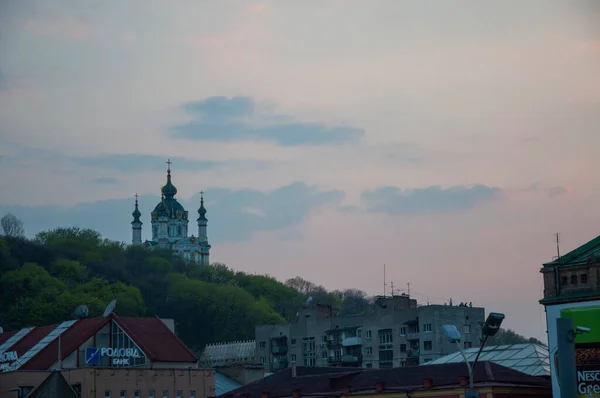 Kiev Ukraine April 2011 View Andrew Church Kiev Podil Evening — Stock Photo, Image