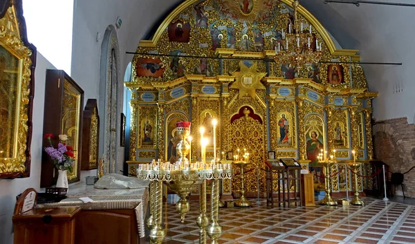 Innenraum Und Ikonostase Linken Seitenschiff Der Mariä Himmelfahrt Kathedrale Kiewer — Stockfoto