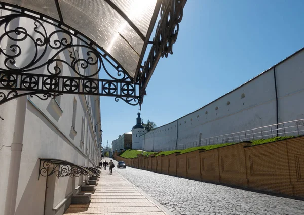 Estrada Longo Antiga Muralha Fortaleza Parte Inferior Lavra Kiev Pechersk — Fotografia de Stock