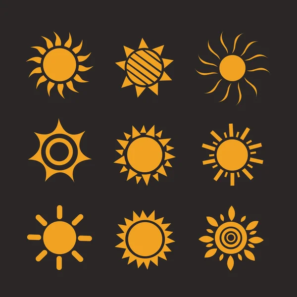 Conjunto de imagens de sol brilhante — Vetor de Stock