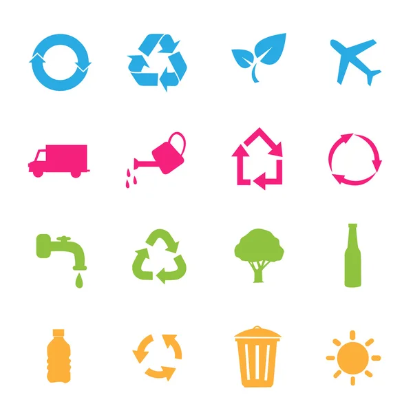 Conjunto vetorial de ícones ambientais / de reciclagem — Vetor de Stock
