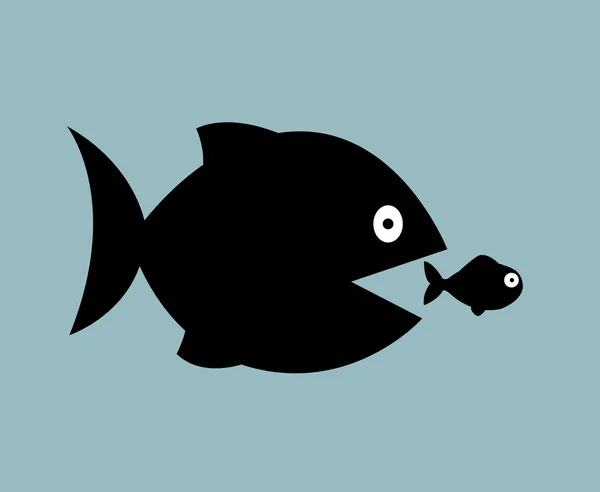 큰 물고기는 작은 물고기를 먹는다 — 스톡 벡터
