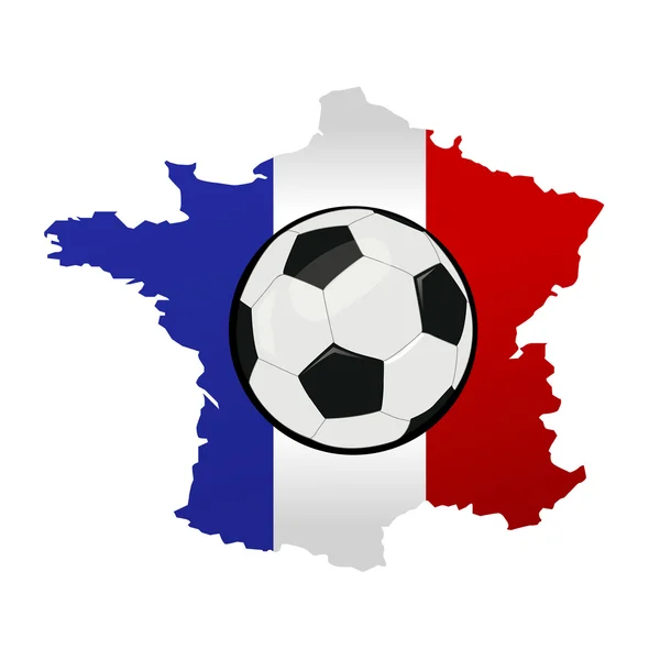 Soccer ball and a France map with France flag — Stock Vector