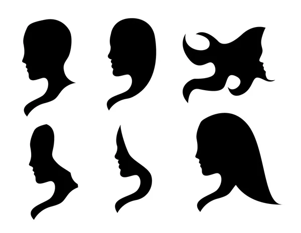 Styles silhouettes de cheveux, coiffure femme — Image vectorielle