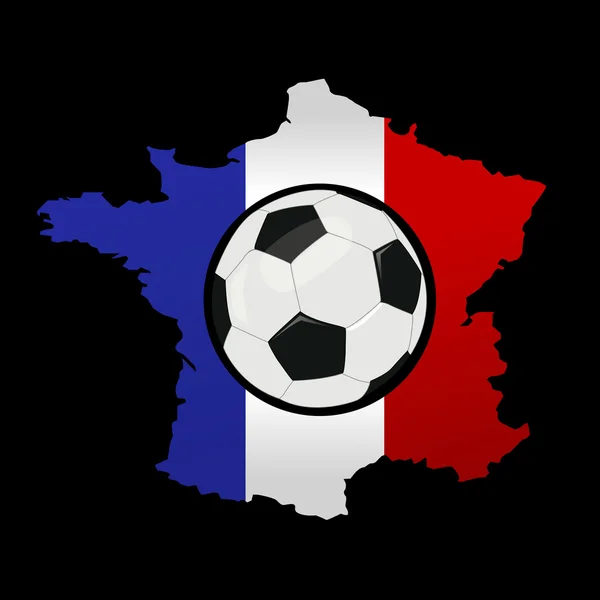 Soccer ball and a France map with France flag — Stock Vector