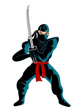 Ninja beyaz arka plan üzerinde gösterimi