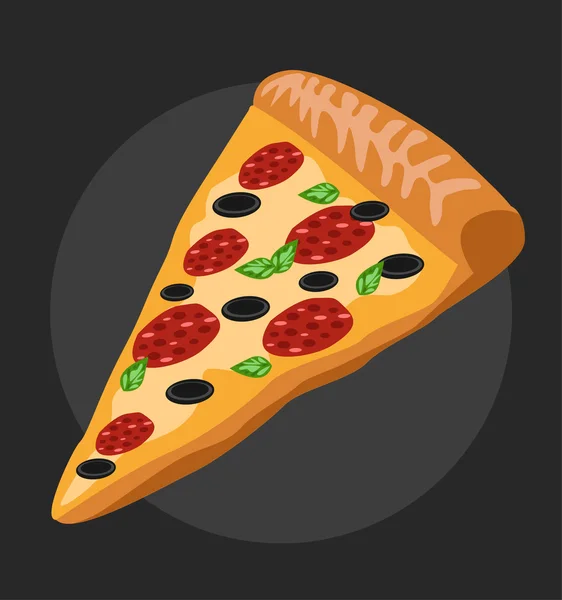 Rebanada de pizza salami — Vector de stock