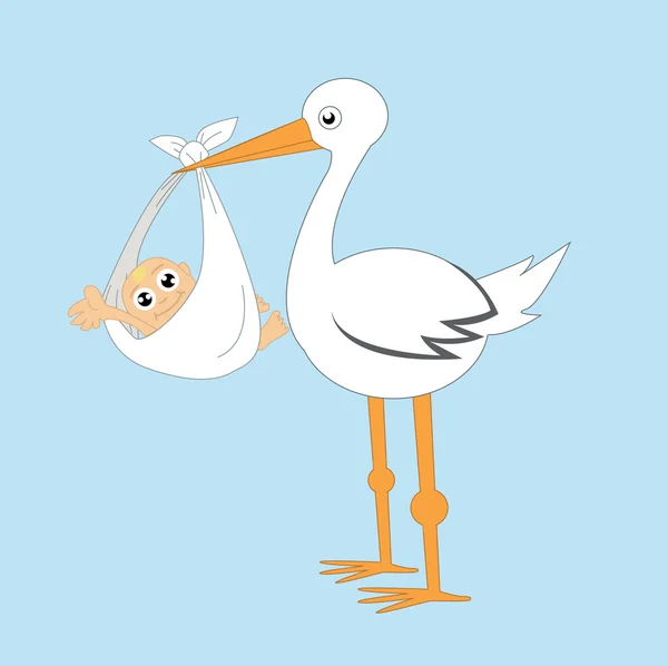 Storch und Baby Vektor Illustration — Stockvektor