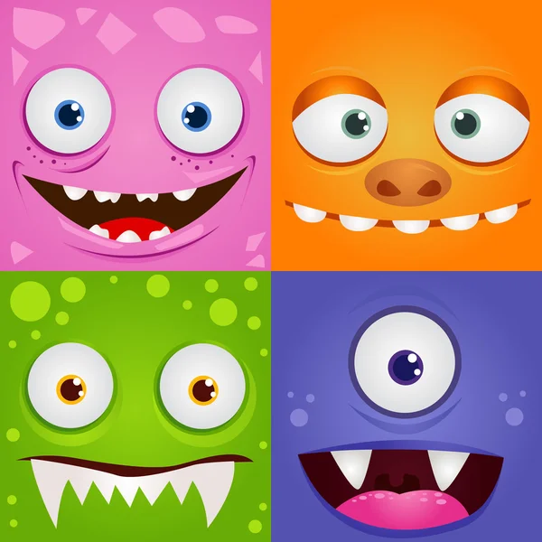 Set of funny cartoon expression monsters — Stock Vector