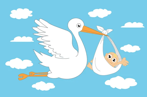 Storch und Baby Vektor Illustration — Stockvektor