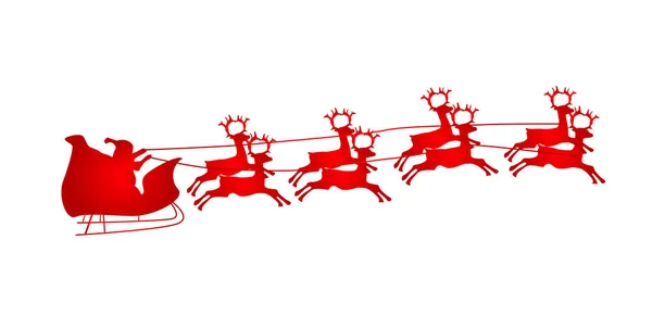 Illustrazione Babbo Natale Volante Renne Natalizie — Vettoriale Stock