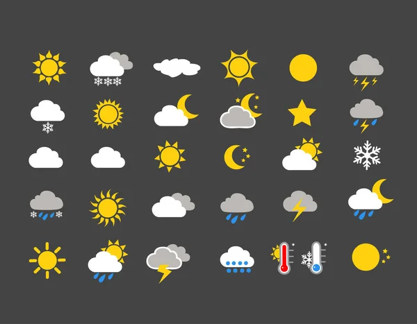 Weather Icons Vector Illustration — Stock Vector