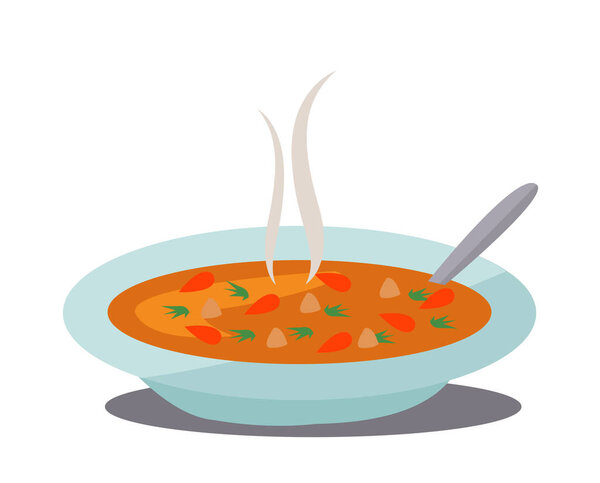 Hot vegetable soup vector illustration