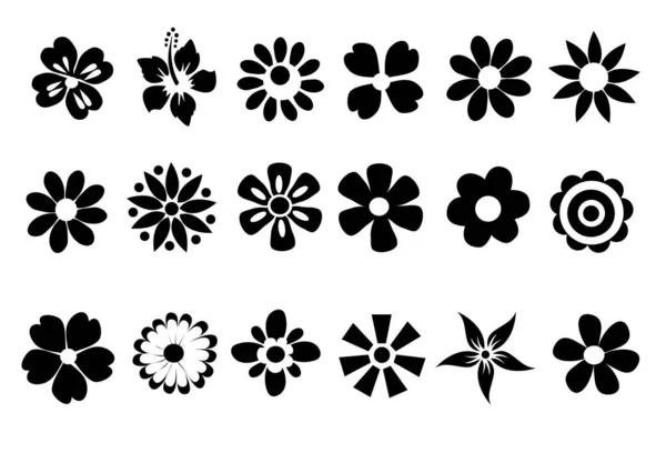 Silhouettes Simple Vector Flowers — Stock Vector