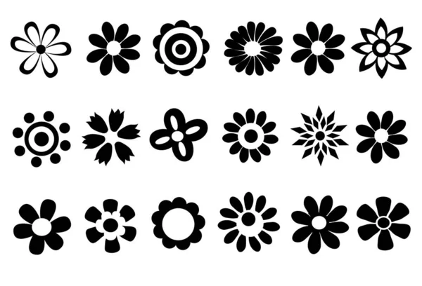 Silhouettes Simple Vector Flowers — Stock Vector