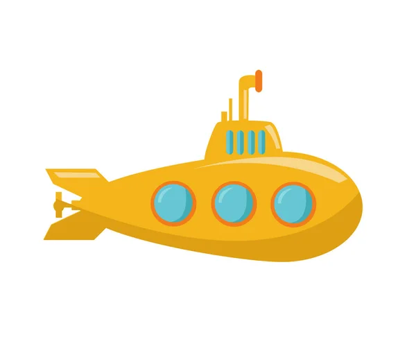 Amarillo Submarino Vector Ilustración Diseño — Vector de stock