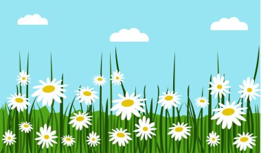 Renkli bahar çiçekleri vektör illüstrasyonu