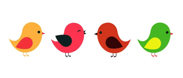 Colored Bird Set Vector Illustration — Stock Vector