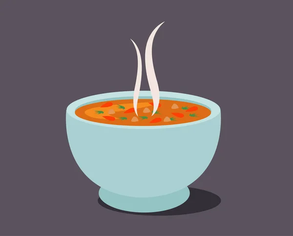 Hot Vegetable Soup Vector Illustration — Stock Vector