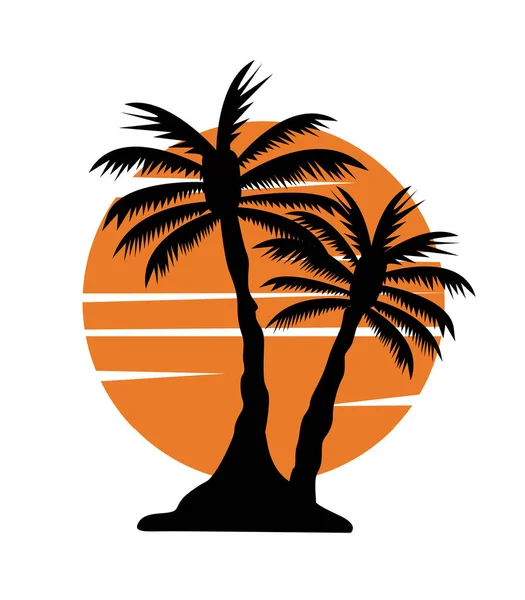 Imagen Palmera Con Sol — Archivo Imágenes Vectoriales