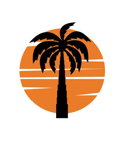 Imagen Palmera Con Sol — Archivo Imágenes Vectoriales