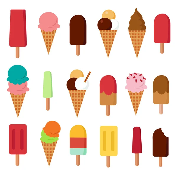 Ice Cream Set Vector Illustration — Stock Vector