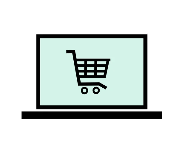 Vector Shopping Cart Icon Laptop — Stock Vector