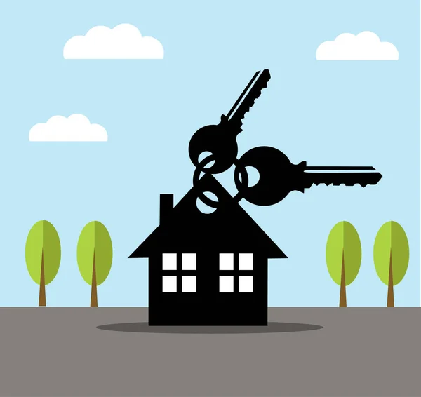 Sleutels Huis Iconen Vector Illustratie — Stockvector