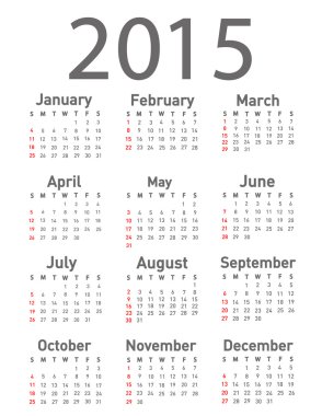 Simple 2015 year calendar