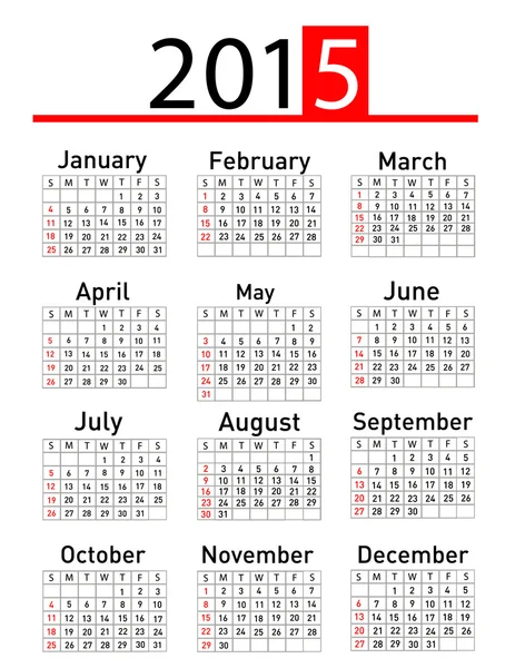 Simple 2015 year calendar — Stok fotoğraf