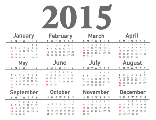 Calendario 2015 — Archivo Imágenes Vectoriales