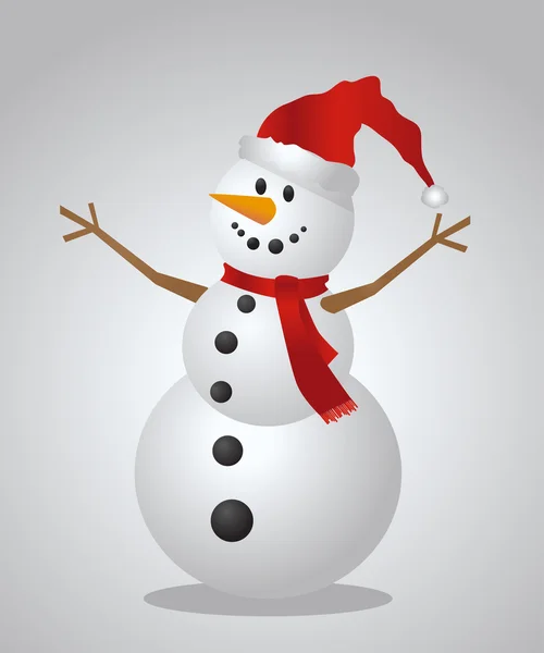 Christmas Snowman with a Santa Hat — Stock Vector