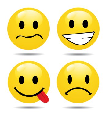 Sarı emoticons karakter kümesi 