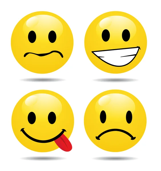 Set karakter dari emoticon kuning - Stok Vektor