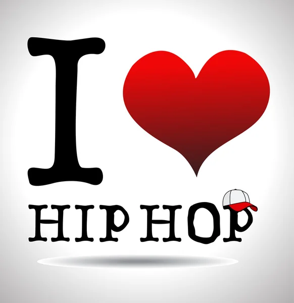 Amo l'hip hop, il tipo di carattere con segni — Vettoriale Stock